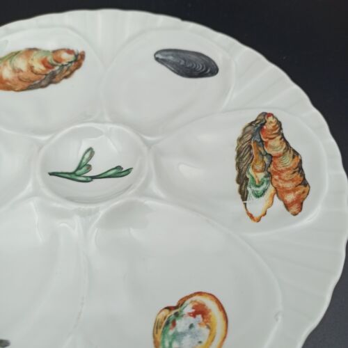 ANTIQUE MAJOLICA OYSTER PLATE IN PORCELAIN PILLIVUYT n°3 - Picture 4 of 13