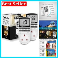 2 Pack Digital Programmable Timer Plug with 10 Settings - Energy Saving & Secure