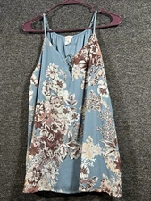 Naïf Womens Tank Top Floral Print Flowers V Neck Size L