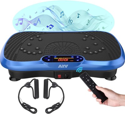 Compact Vibration Exercise Plate with Resistance Bands & Bluetooth Functionality