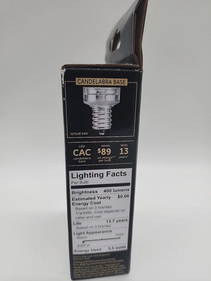 Box of 2 GE LED Vintage Style Amber Glass 60w Bulb Dimmable Lighting 400 Lumens - Image 2 of 4