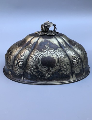 Victorian AB Savory & Sons Sheffield Melon Floral Rose Venison Dome Cover - Picture 6 of 11