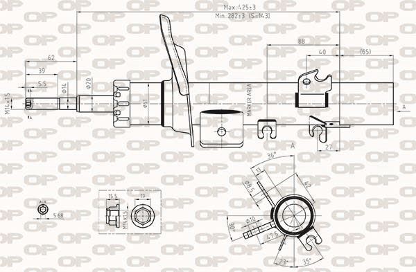 Amortisseur avant droit pour Citroën C3 Picasso 1.6 HDi et 1.4 VTi