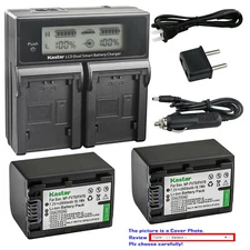 Kastar Battery LCD Dual Fast Charger for NP-FH70 Sony HDR-HC7 HDR-HC9 HDR-HC96