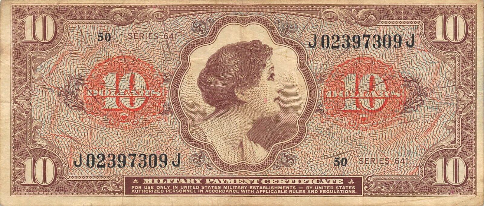 USA / MPC    1964  Series  641  Plate  50  Circulated Banknot