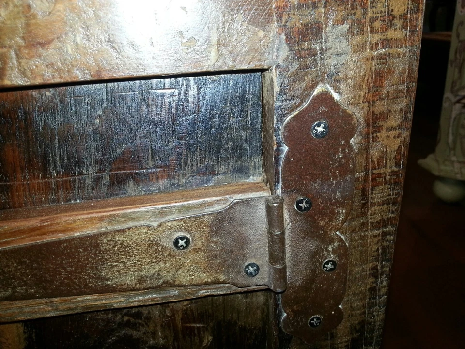 Soporte de TV centro multimedia de madera recuperada estilo rústico Barnwood Foto 4 de 4