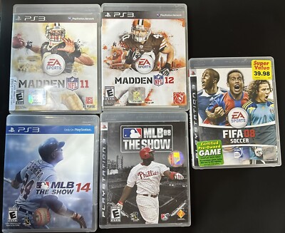 PlayStation 3 Lot Of 5 Games Madden FIFA Soccer & MLB The Show 