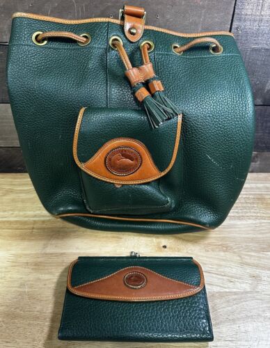 Green Dooney : Green Plaza Bag : All Weather Leather Dooney and Bourke :  Vintage Dooney