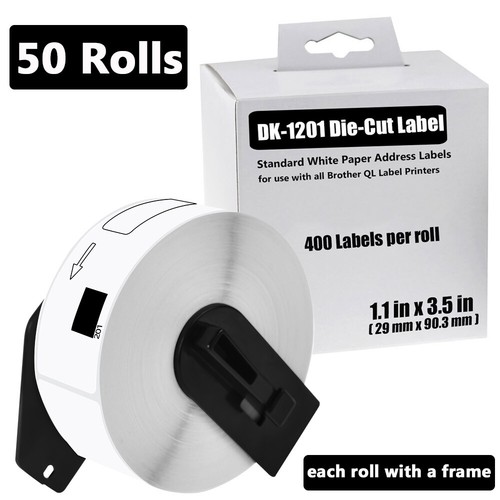 50Rolls 29mmx90mm Permanent Frame DK-1201 for Brother QL Address Label Printer - 第 1/24 張圖片