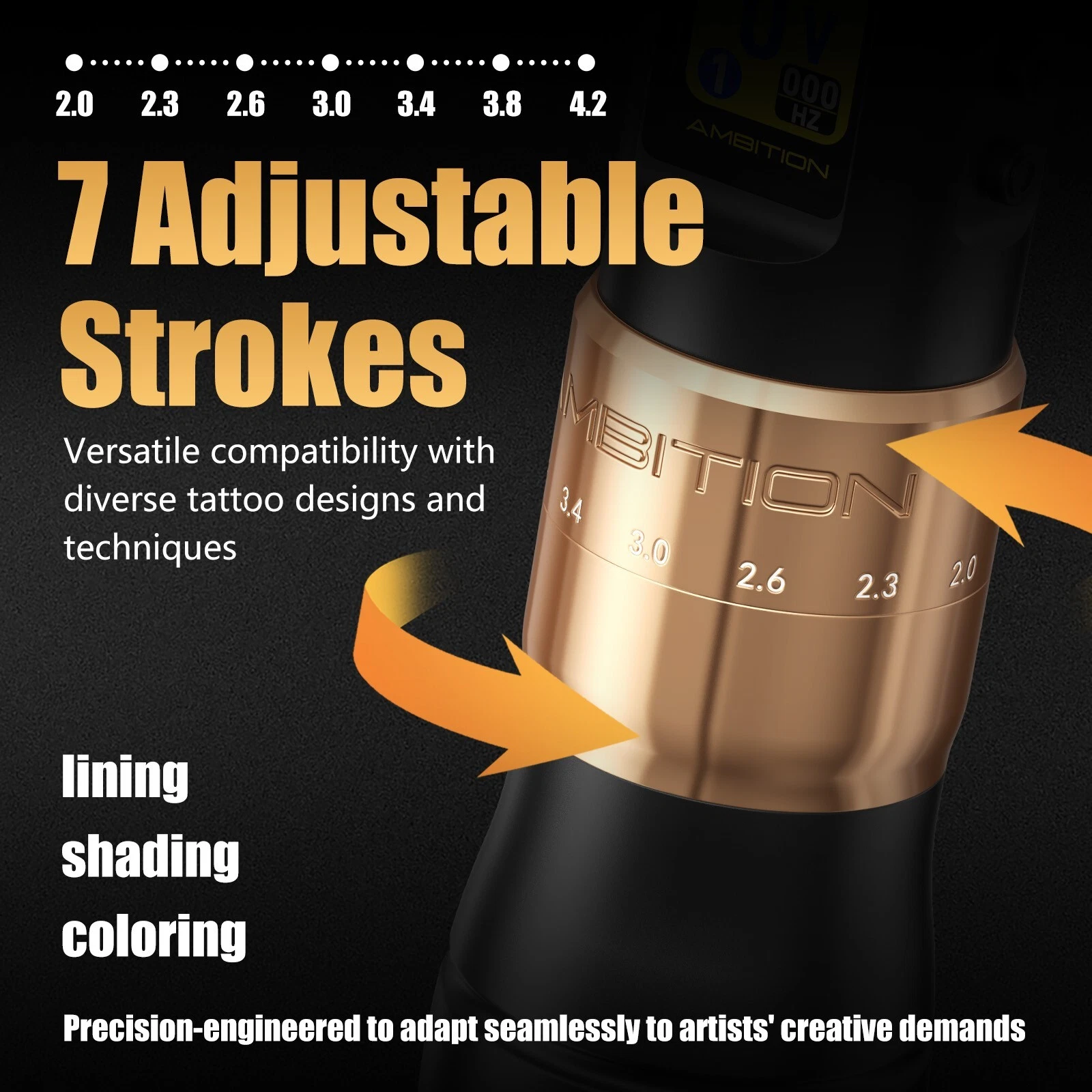 Ambition C3 Professional Wireless Tattoo Machine 7 Adjustable Stroke 2.0-4.2mm - product detail image 6