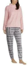 NWT Jane and Bleecker Ladies Cozy Fleece Lounge Pajama Set | Pink & Grey XXL 