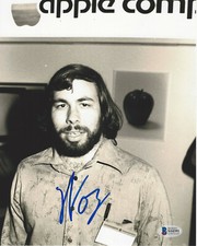 APPLE COMPUTERS FOUNDER STEVE WOZNIAK SIGNED 8x10 PHOTO WOZ JOBS BECKETT COA BAS