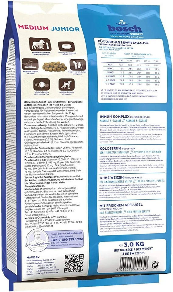 Bosch HPC Medium Junior Hunde-Trockenfutter zur Aufzucht mittelgroßer Rassen 3kg - Bild 2 von 4