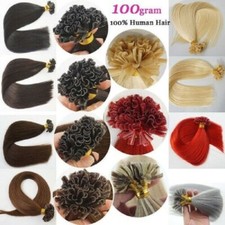 Pre-Bonded Keratin Fusion Nail U Tip Remy Brazilian Human Hair Extensions16-22in