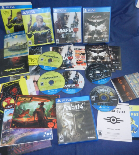 PS4: Cyberpunk 2077 -Complete, Mafia 3, Fallout 4, Batman Arkham Night,w/Inserts - Picture 2 of 6