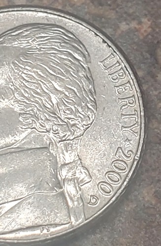 2000 d Jefferson níquel con errores de letras a América - Imagen 7 de 10