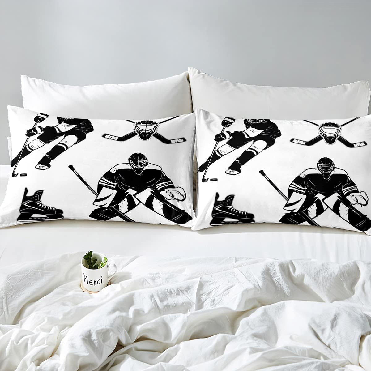 Ice Hockey Bed Sheets Ice Hockey Player Sheet Set Queen 4 Pcs Winter