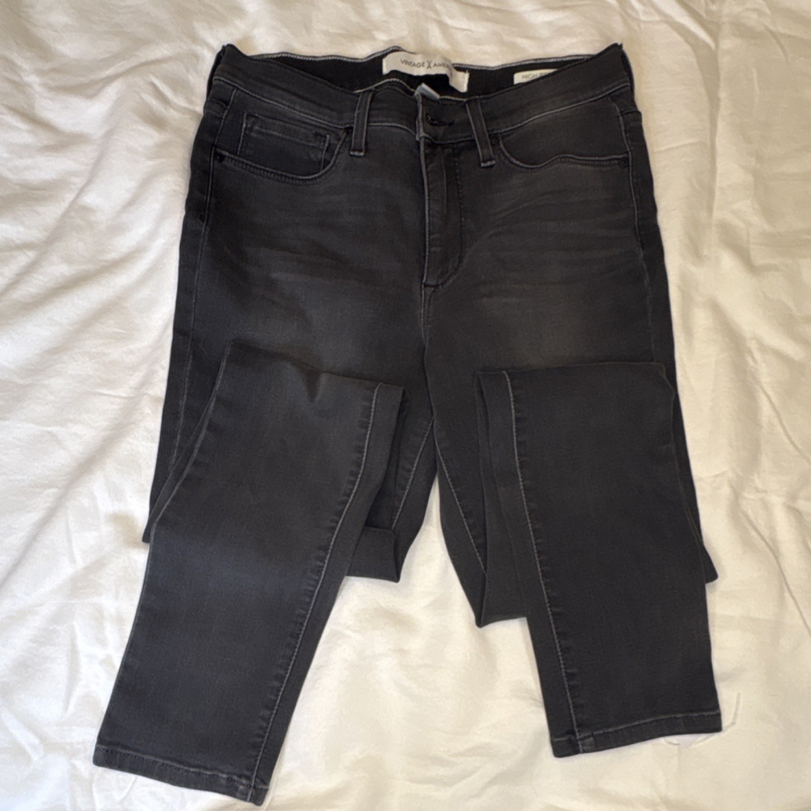Vintage America High Rise Skinny Jeans Dark Gray Denim 5-Pocket size 6P Women