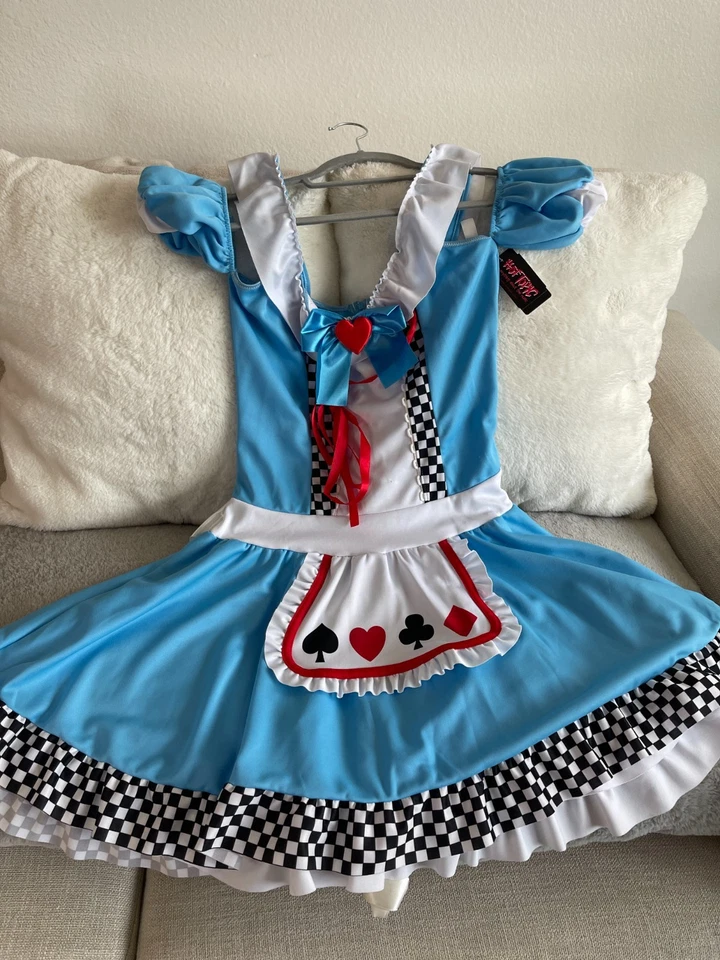 Hot Topic Miss Wonderland костюм платье размер M | синий Алиса стиль | w/магазин ярлык - Изображение 2 из 4