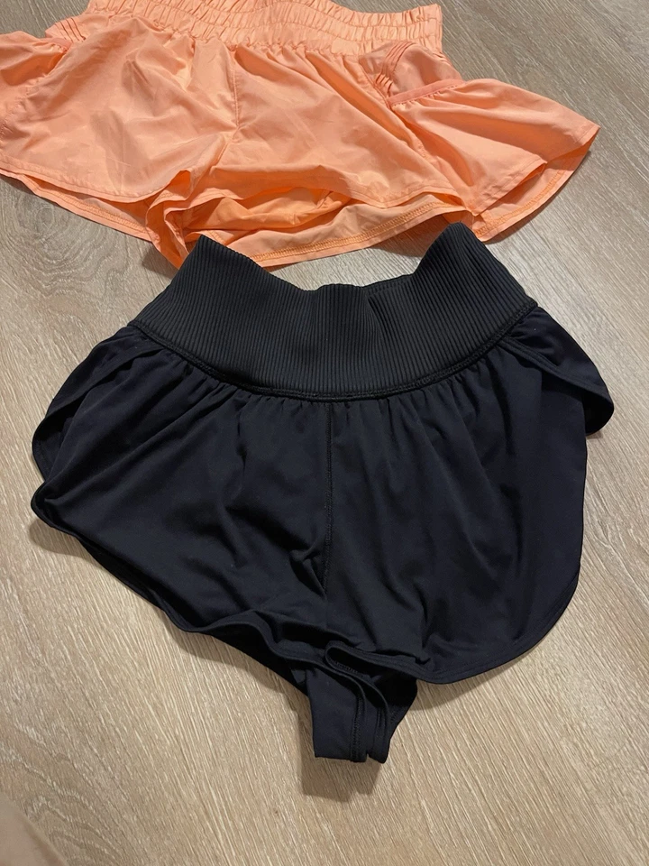 Free People Movement Get Your Flirt On Shorts Womens Size S Orange And Black H65 - Image 2 of 4