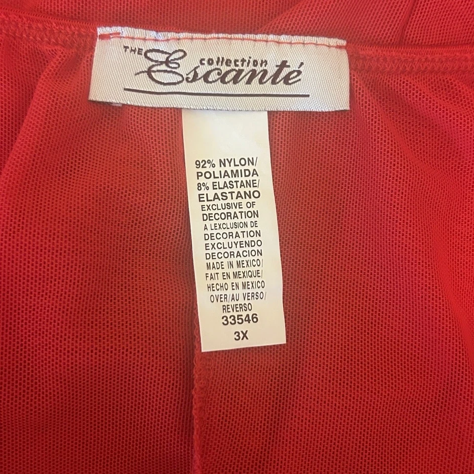 Lencería Babydoll de Encaje Y2K Escante para Mujer 3X Roja Transparente Coqueta Romántica Íntima Foto 2 de 4