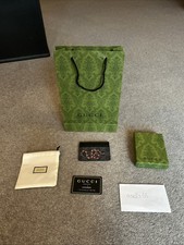 Gucci Kingsnake Card Holder Black Leather Authentic Brand New