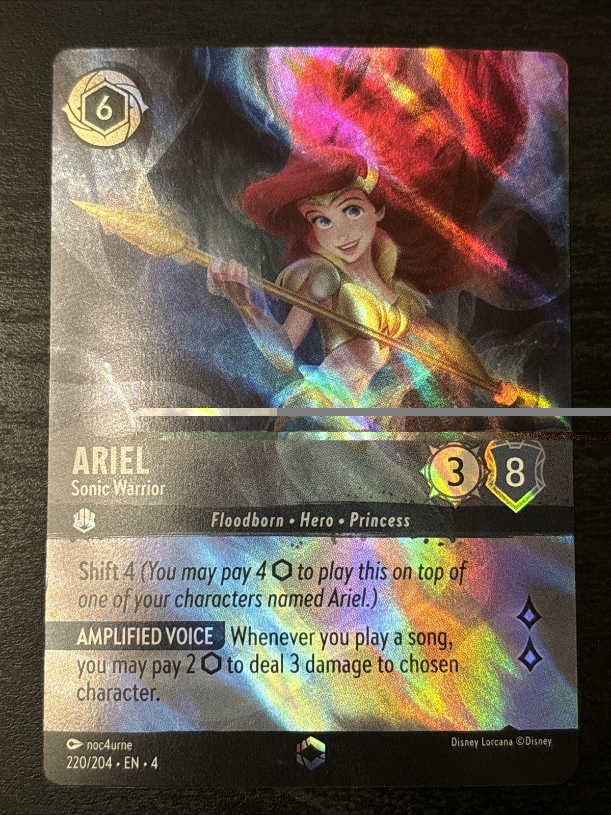 Lorcana Ariel - Sonic Warrior - (Enchanted) Holo 220/204 Ursula’s Return Nm