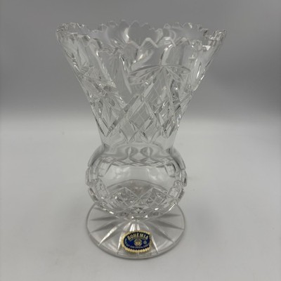 Vintage Tschechoslowakei Böhmen handgeschliffen Bleikristall kleine Vase 24% Pb0 17cm