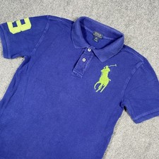 Polo Ralph Lauren Shirt Youth Medium Blue Big Pony Mesh Polo Short Sleeve Casual