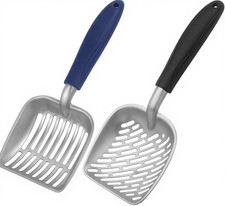 Dual Size Cat Litter Scoop Set Small  Medium Aluminum Deep Poop Sifters for Box