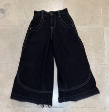 JNCO Kangaroos Limited EDT Jeans Sz 26x30 JetBlack Opening Wide Leg Embroidered