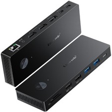Lemorele TC500 USB C HUB Triple Display Docking Station 4K HDMI 100W PD 13 Port