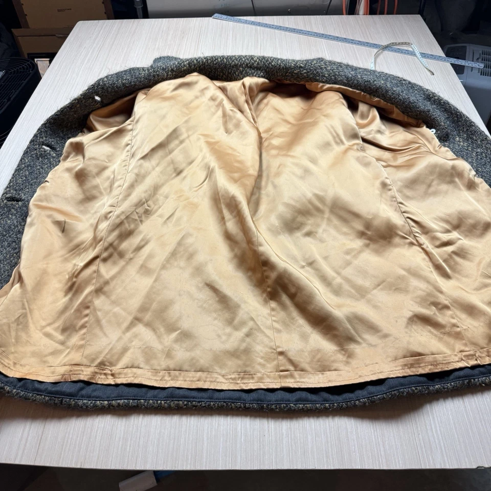 Vintage 60s Tweed Double Breasted Coat XL Overcoat Top Swing Trench Atomic Fleck - Image 3 of 4