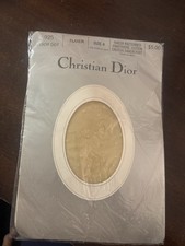 Vintage 1980s Christian Dior Dior Dot Pantyhose Size 4 Flaxen 925 NWT