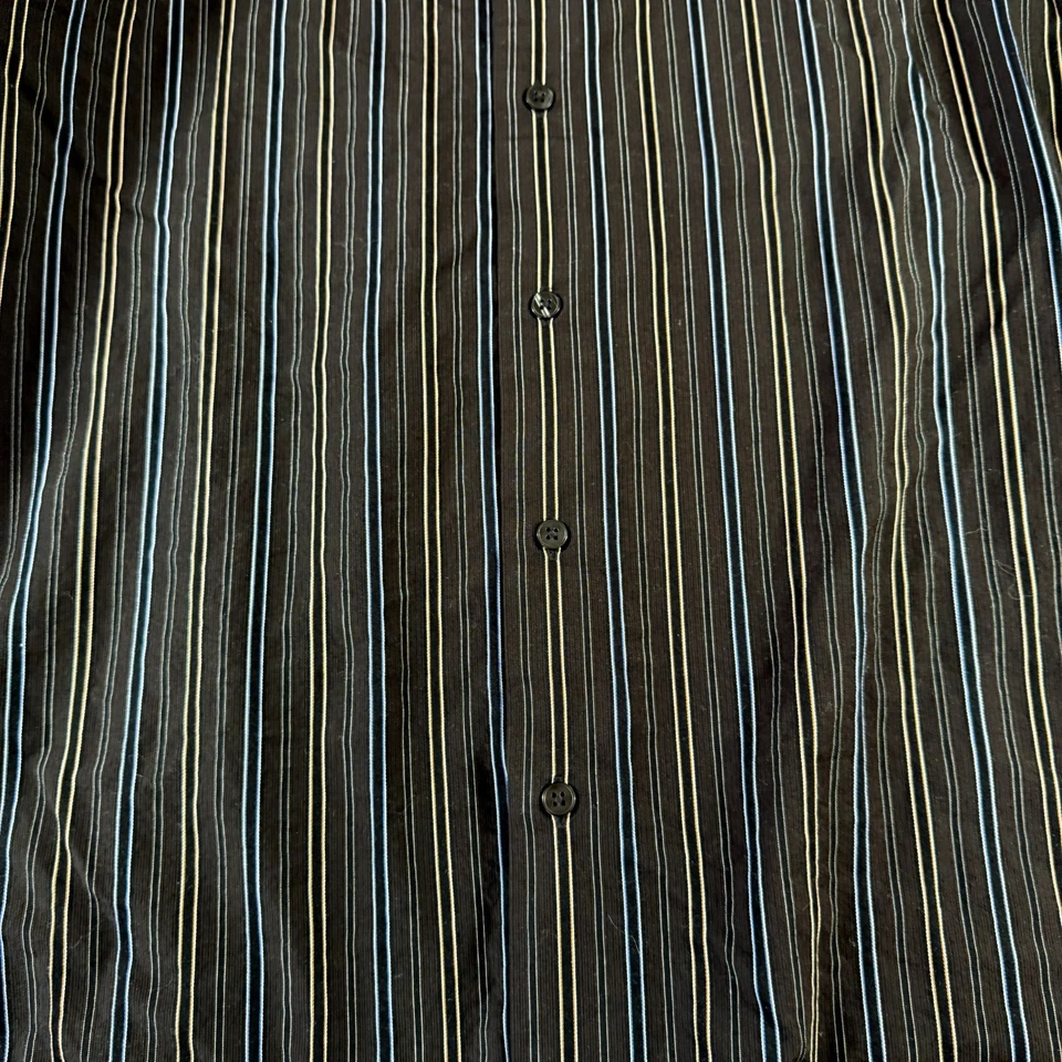 Concepts by Claiborne Black Men Size L Striped Cotton Business Button Up Shirt - Image 2 of 4