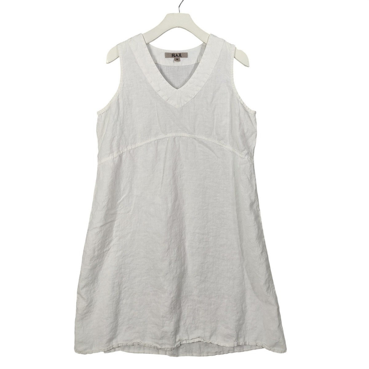 knee length dresses for ladies Cotton Flax Dress in Cream main image 1