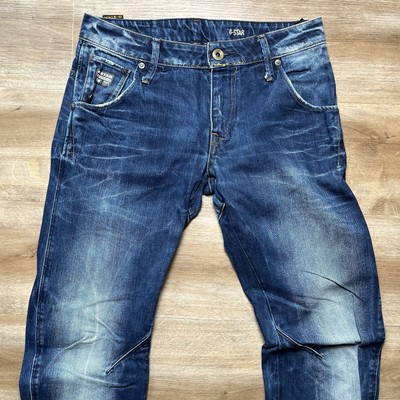 G Star Raw Jeans Men 29x32 Blue Arc 3D Slim Tapered Washed Out Designer Biker