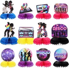12PCS 70s Party Decorations Honeycomb Centerpieces Disco Theme Party Decorations
