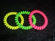 Spiral Haargummis 3 Pcs Bunt Knalkig Gelb Grün Pink Neon Telefonkabel Clicker