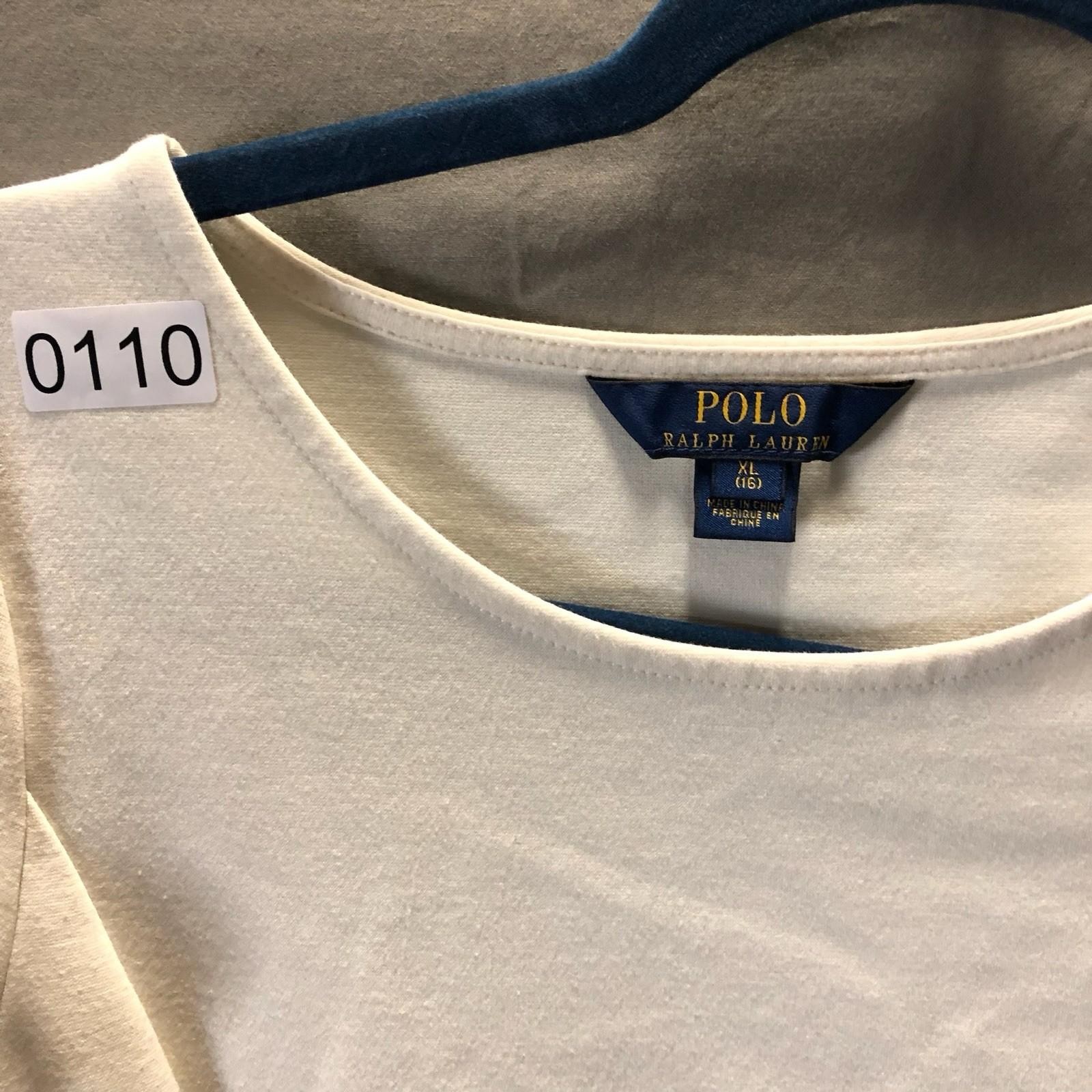 POLO RALPH LAUREN Dress Girls Pleated A-Line Stretchy - Sz XL Cream Preppy thumbnail 4