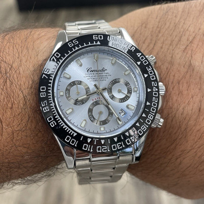 Comudir Chenxi Men's Chronograph Wristwatch Silver Black Band Analog Dial