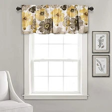  Floral Window Curtain Valance, 18" 18"L Valance Yellow and Gray Room Darkening