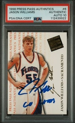 Jason Williams Signed ''Go Gators'' 1998 Press Pass Authentics PSA Auth 10 Auto