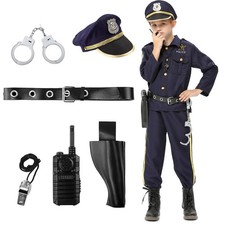 Kids Police Officer Costume Set Halloween Role Play Themed Party