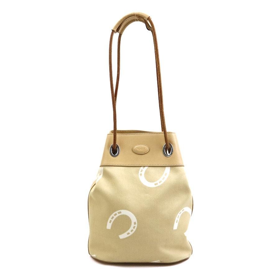 TOD'S Borsa a mano Tote Bag Borsa a tracolla Beige Tela/Pelle Logo in...