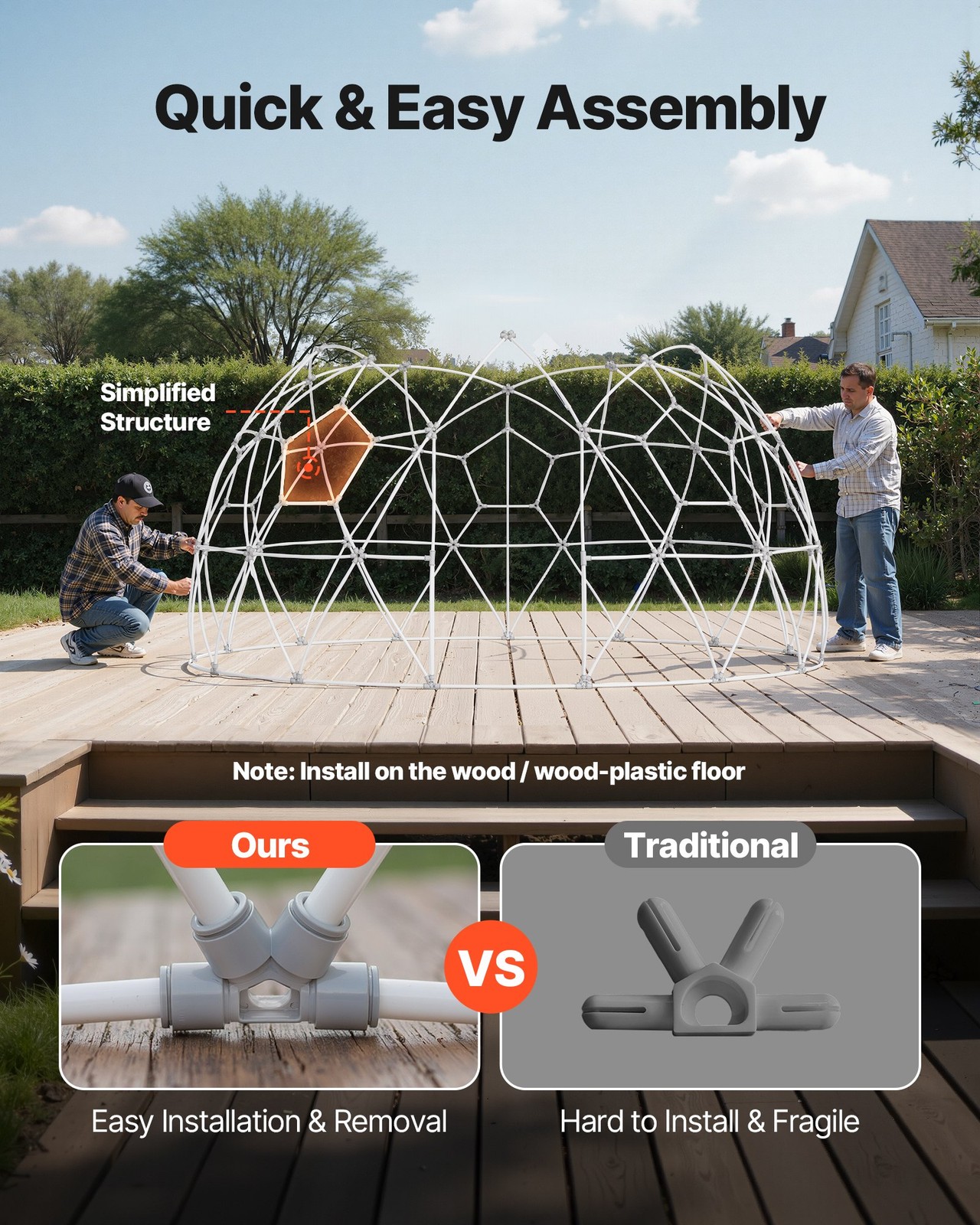 Garden Dome Igloo, 12 x 7.2 ft Outdoor Clear Bubble Tent for 4-7 Person, Weather