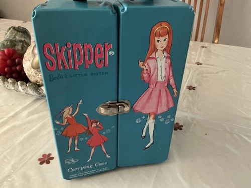Vintage 1964 Mattel Barbie's Little Sister Skipper Blue Carrying Case