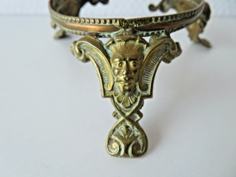 Ancien socle base support en bronze ou laiton , pour vase coupe statuette - Photo 3/4