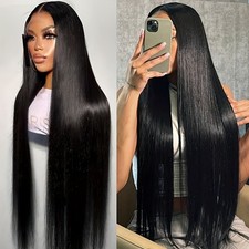 Black Color Long Straight Hair Lace Front Wigs Synthetic Glueless Heat Resistant