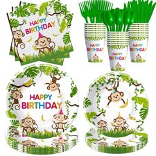 Monkey Decorations Tableware, Wild Jungle Animal Monkey Theme Party Supplies ...
